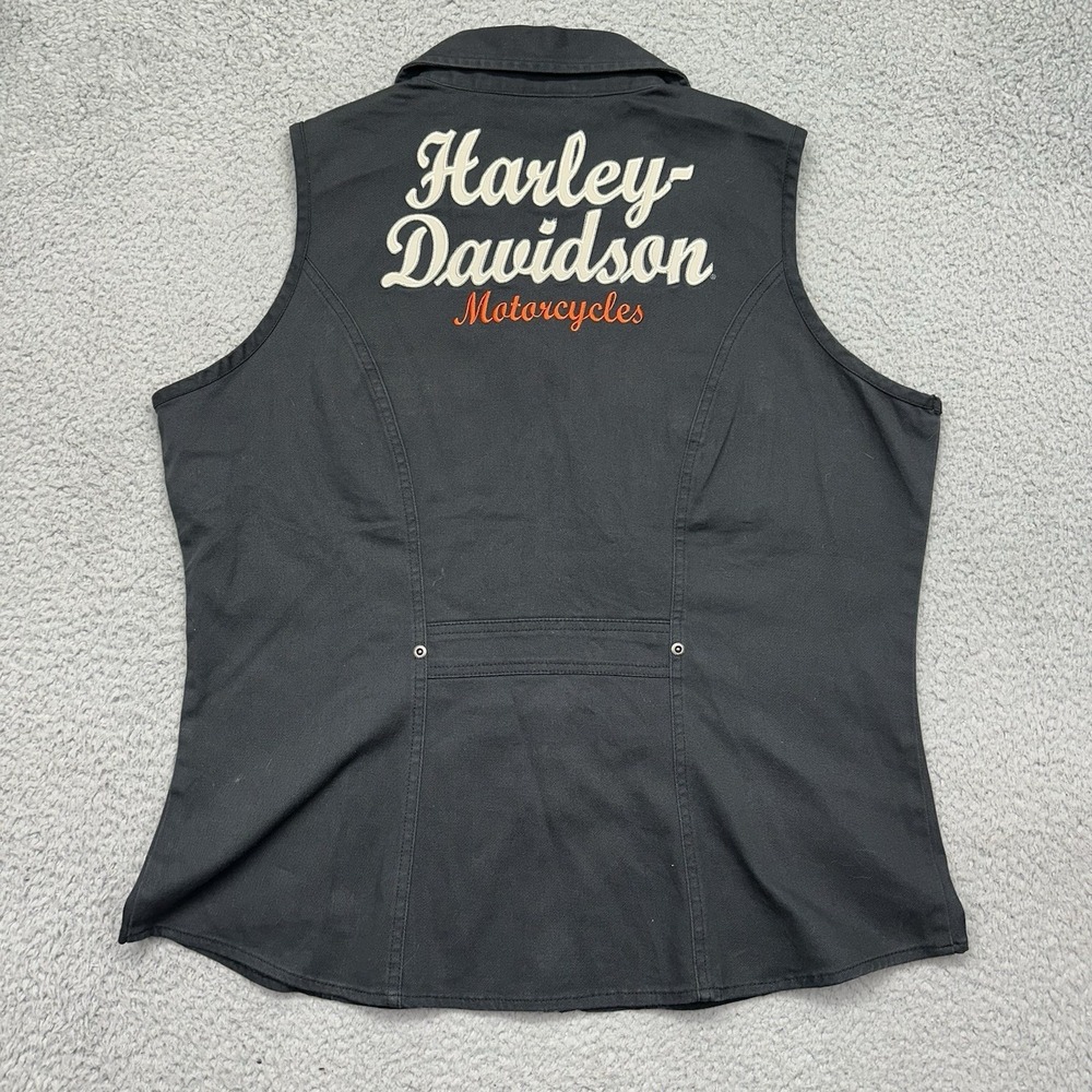 Harley-Davidson 99160-10VW Womens Size XL Sleeveless Woven Shirt Motorcycle Vest - Picture 2 of 12